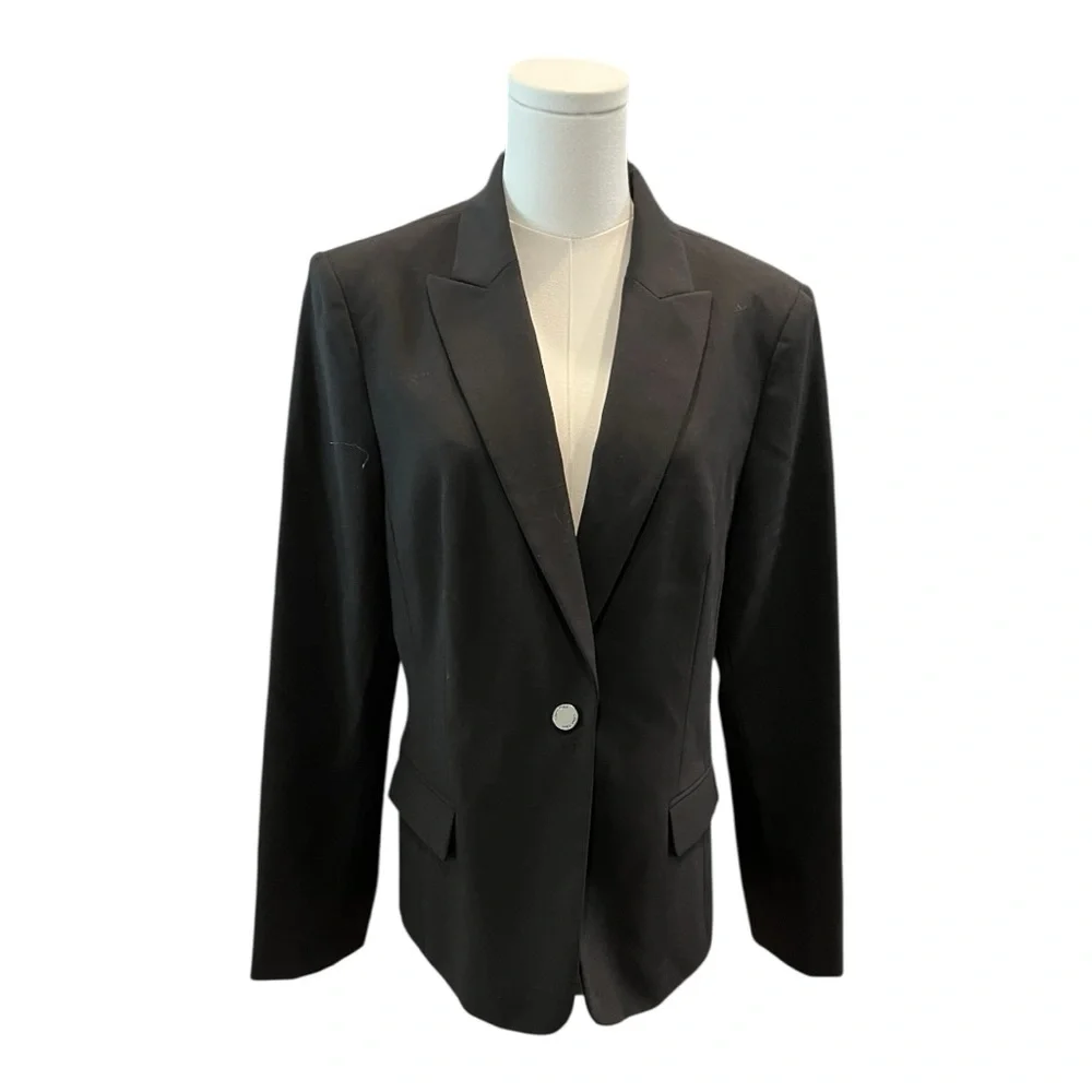 Calvin Klein Black Blazer Women’s Size 14 – Classic Single Button Suit‎ Jacket